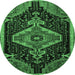 Round Persian Emerald Green Traditional Rug, tr1924emgrn
