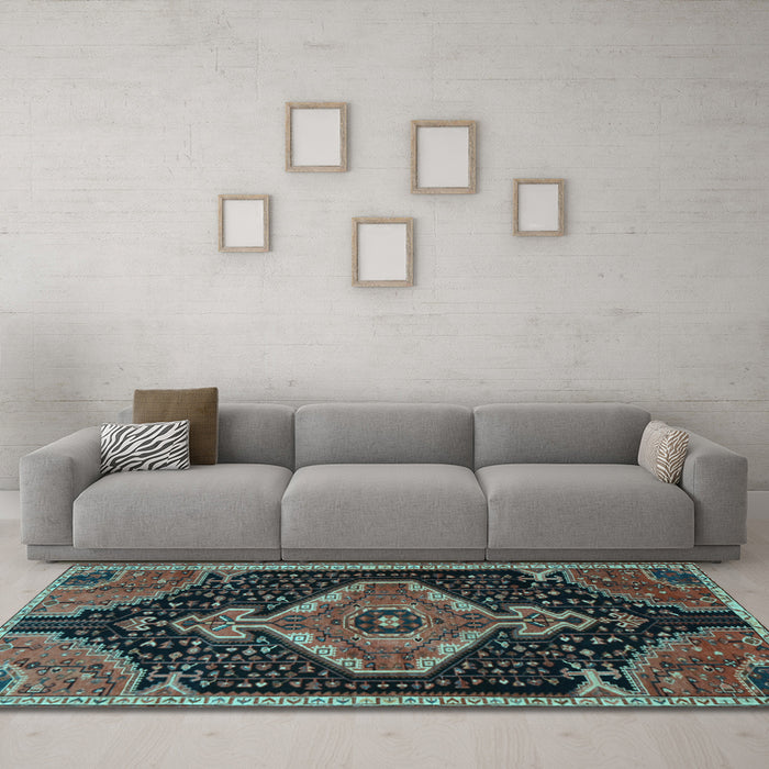 Machine Washable Persian Light Blue Traditional Rug in a Living Room, wshtr1924lblu