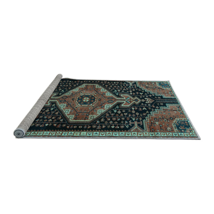 Sideview of Machine Washable Persian Light Blue Traditional Rug, wshtr1924lblu