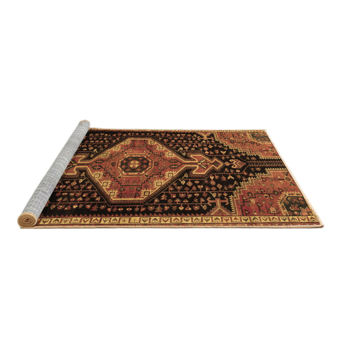 Sideview of Machine Washable Persian Brown Traditional Rug, wshtr1924brn