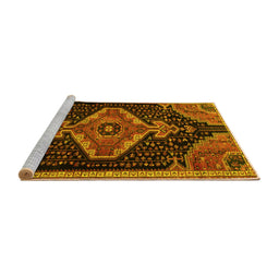 Sideview of Machine Washable Persian Yellow Traditional Rug, wshtr1924yw