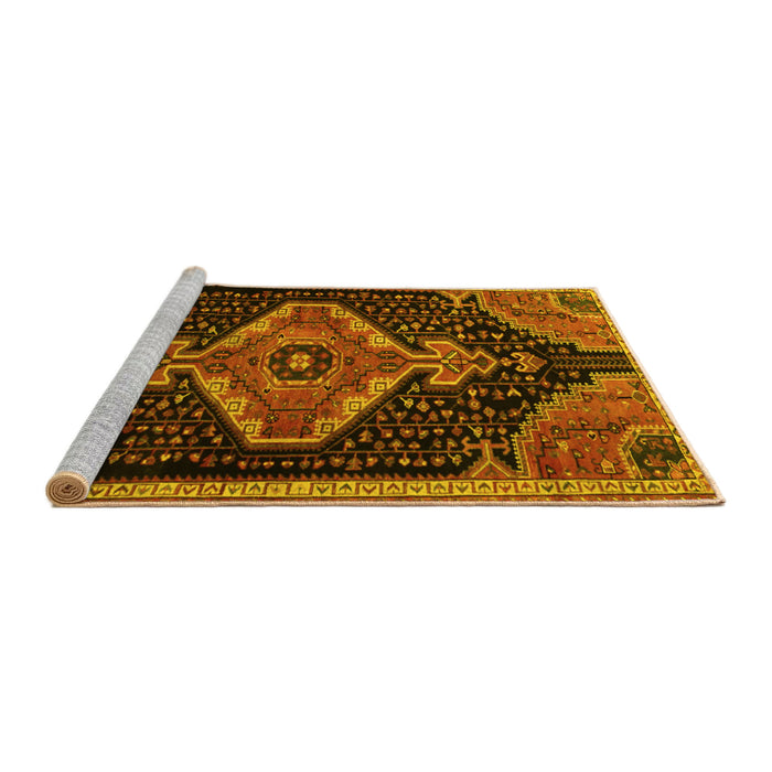 Sideview of Machine Washable Persian Yellow Traditional Rug, wshtr1924yw