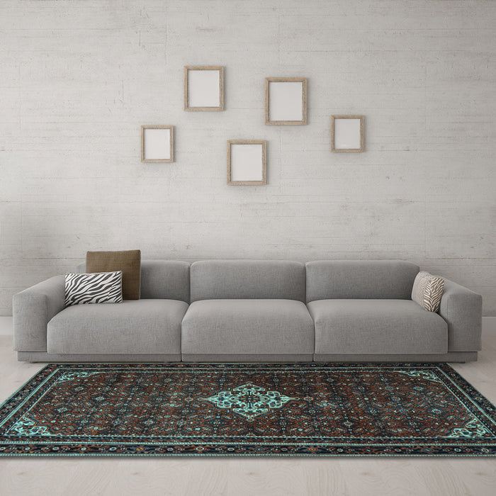 Machine Washable Persian Light Blue Traditional Rug in a Living Room, wshtr1925lblu