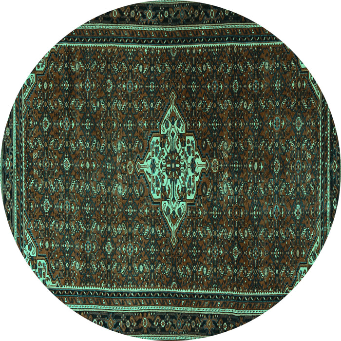 Round Machine Washable Persian Turquoise Traditional Area Rugs, wshtr1925turq