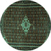 Round Machine Washable Persian Turquoise Traditional Area Rugs, wshtr1925turq