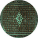 Round Persian Turquoise Traditional Rug, tr1925turq
