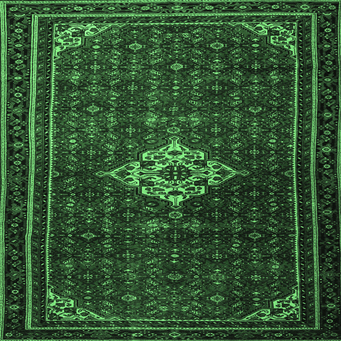 Square Machine Washable Persian Emerald Green Traditional Area Rugs, wshtr1925emgrn