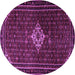 Round Machine Washable Persian Purple Traditional Area Rugs, wshtr1925pur