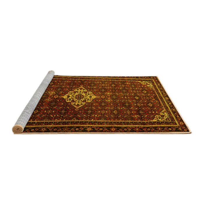 Sideview of Machine Washable Persian Yellow Traditional Rug, wshtr1925yw