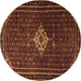 Round Persian Brown Traditional Rug, tr1925brn
