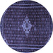 Round Machine Washable Persian Blue Traditional Rug, wshtr1925blu