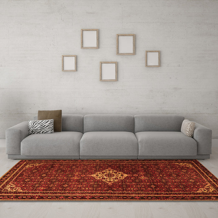 Machine Washable Persian Orange Traditional Area Rugs in a Living Room, wshtr1925org