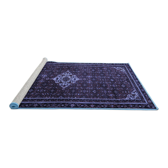 Sideview of Machine Washable Persian Blue Traditional Rug, wshtr1925blu