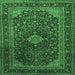 Square Machine Washable Persian Emerald Green Traditional Area Rugs, wshtr1926emgrn