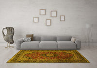 Machine Washable Persian Yellow Traditional Rug, wshtr1926yw