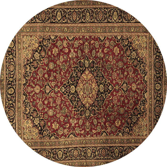 Round Machine Washable Persian Brown Traditional Rug, wshtr1926brn