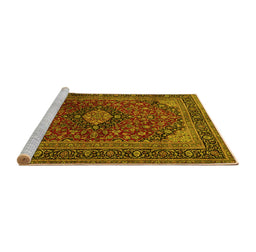 Sideview of Machine Washable Persian Yellow Traditional Rug, wshtr1926yw