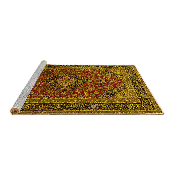 Sideview of Machine Washable Persian Yellow Traditional Rug, wshtr1926yw