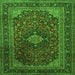 Round Machine Washable Persian Green Traditional Area Rugs, wshtr1926grn