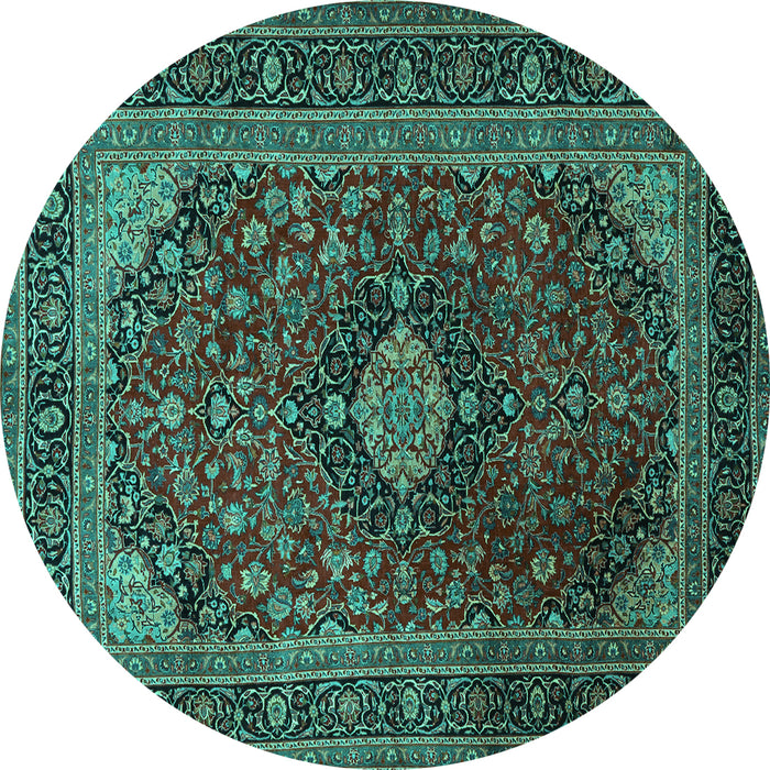 Round Persian Turquoise Traditional Rug, tr1926turq