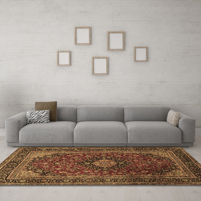Machine Washable Persian Brown Traditional Rug in a Living Room,, wshtr1926brn