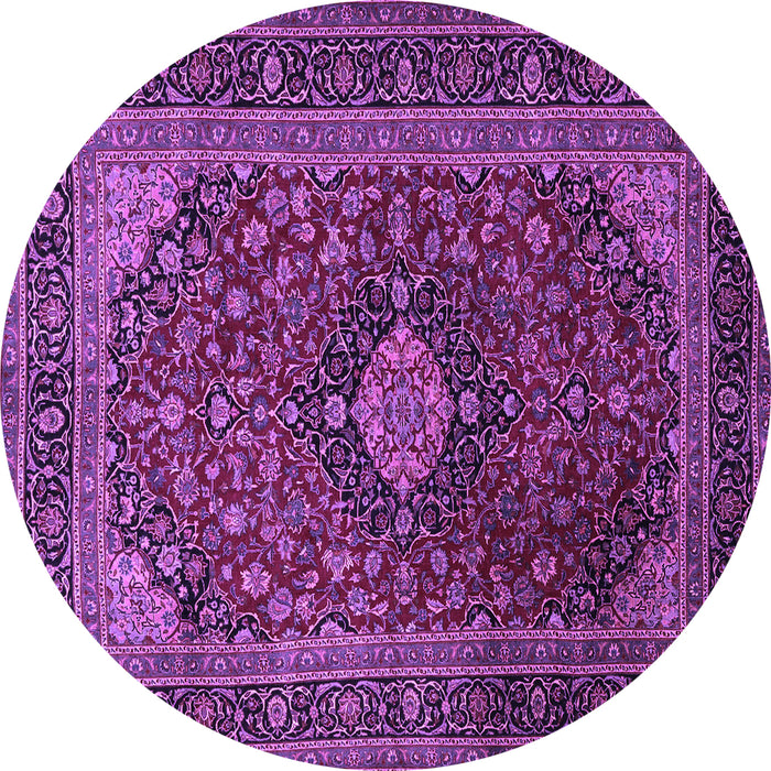 Round Machine Washable Persian Purple Traditional Area Rugs, wshtr1926pur