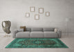 Machine Washable Persian Turquoise Traditional Area Rugs in a Living Room,, wshtr1926turq