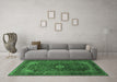 Machine Washable Persian Emerald Green Traditional Area Rugs in a Living Room,, wshtr1926emgrn