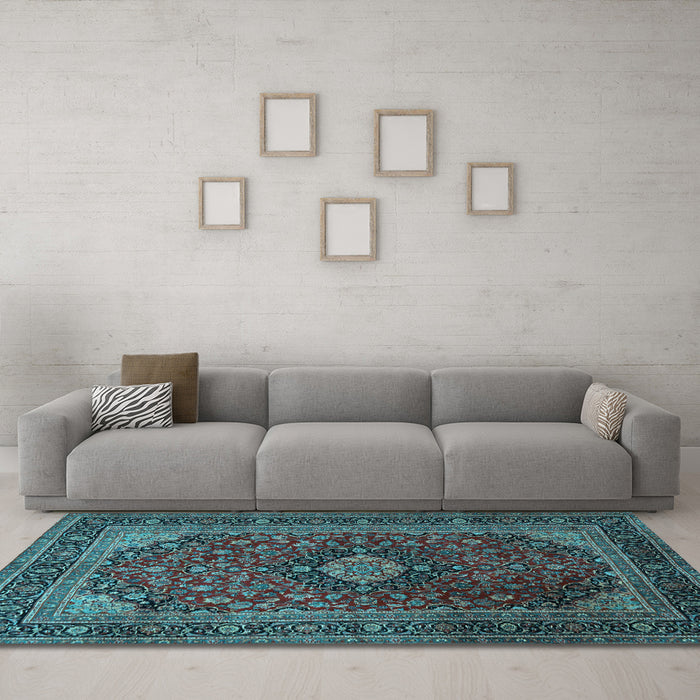 Machine Washable Persian Light Blue Traditional Rug in a Living Room, wshtr1926lblu
