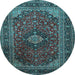 Round Machine Washable Persian Light Blue Traditional Rug, wshtr1926lblu