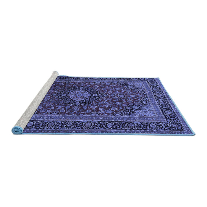 Sideview of Machine Washable Persian Blue Traditional Rug, wshtr1926blu