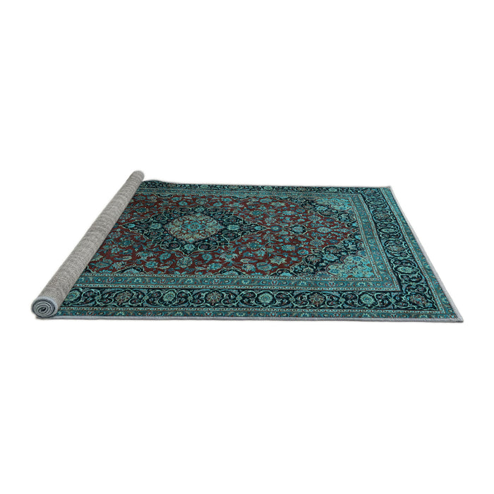Sideview of Machine Washable Persian Light Blue Traditional Rug, wshtr1926lblu