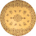 Round Medallion Brown Traditional Rug, tr1927brn