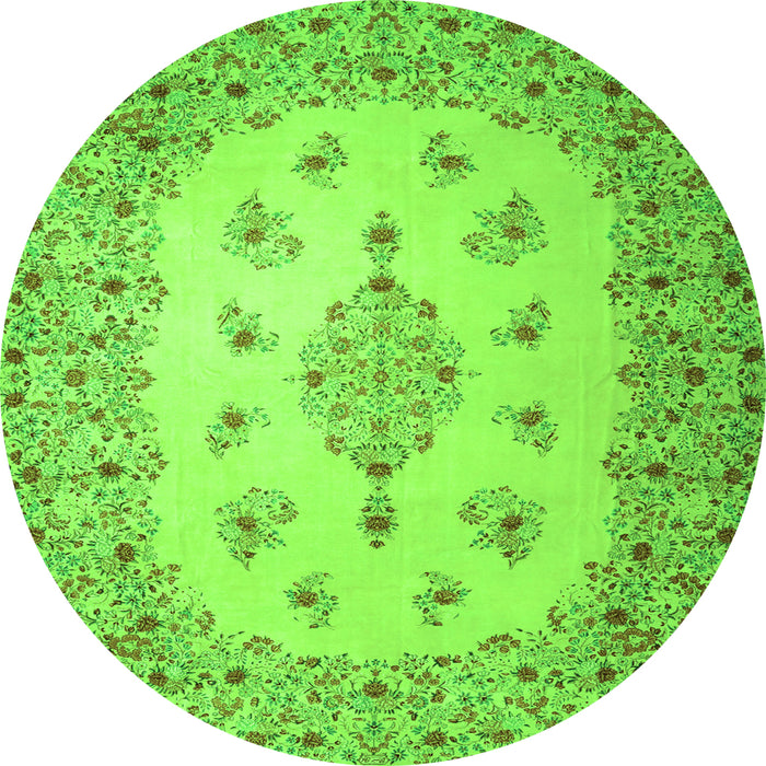 Square Medallion Green Traditional Rug, tr1927grn