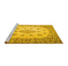 Sideview of Machine Washable Medallion Yellow Traditional Rug, wshtr1927yw