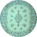 Round Medallion Light Blue Traditional Rug, tr1927lblu