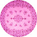 Round Medallion Pink Traditional Rug, tr1927pnk