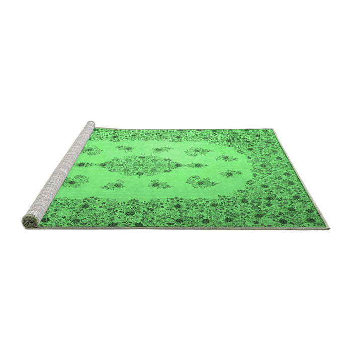 Sideview of Machine Washable Medallion Emerald Green Traditional Area Rugs, wshtr1927emgrn