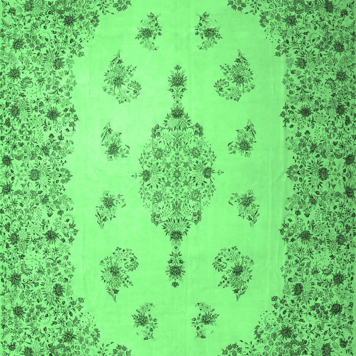 Machine Washable Medallion Emerald Green Traditional Area Rugs, wshtr1927emgrn