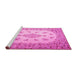 Sideview of Machine Washable Medallion Pink Traditional Rug, wshtr1927pnk