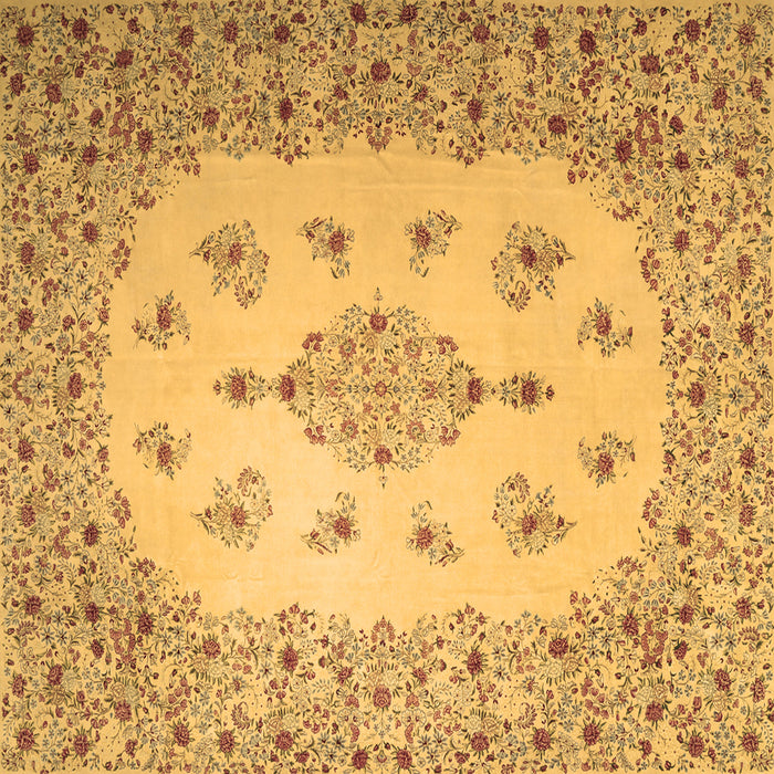 Square Machine Washable Medallion Brown Traditional Rug, wshtr1927brn