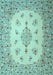 Machine Washable Medallion Light Blue Traditional Rug, wshtr1927lblu