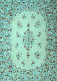 Medallion Light Blue Traditional Rug, tr1927lblu