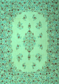 Medallion Turquoise Traditional Rug, tr1927turq