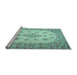 Sideview of Machine Washable Medallion Light Blue Traditional Rug, wshtr1927lblu