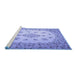 Sideview of Machine Washable Medallion Blue Traditional Rug, wshtr1927blu