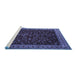 Sideview of Machine Washable Persian Blue Traditional Rug, wshtr1928blu