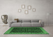 Machine Washable Persian Emerald Green Traditional Area Rugs in a Living Room,, wshtr1928emgrn