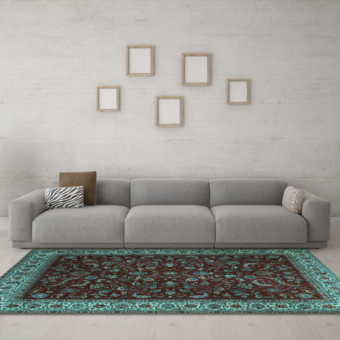 Machine Washable Persian Light Blue Traditional Rug in a Living Room, wshtr1928lblu