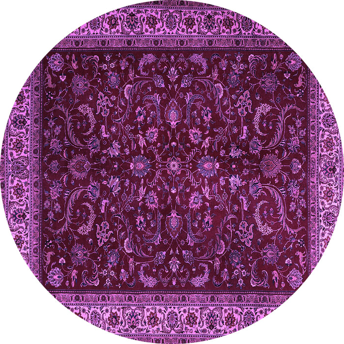 Round Persian Purple Traditional Rug, tr1928pur